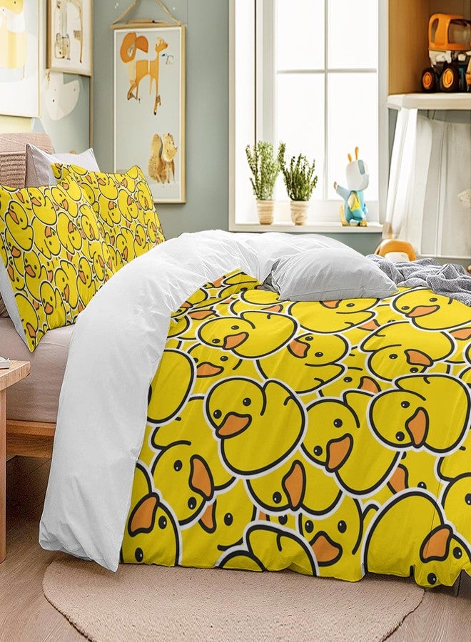 ARIGHTEX Yellow Rubber Duck Twin Bedding Sets for Girls Boys Cute Coquette Farmhouse Bedding Duvet Cover Set Yellow Little Plastic Duck Print Comforter Cover with 2 Pillowcases Duck Gifts Home Decor - Image 4