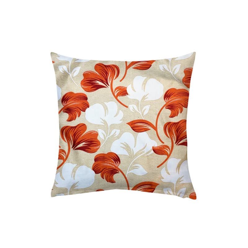 Exporthub Basic 5 Piece Polyester Orange Floral Cushion Covers - (16 X 16 INCHES) - Image 2