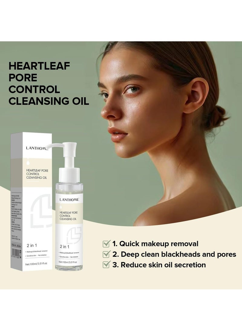 Lanthome Heartleaf Pore Control Cleansing Oil - Dual Action Makeup Remover and Blackhead Cleanser, Deep Pore Cleansing Oil for Clear and Smooth Skin, 3.51 fl oz (100mL) - Image 4