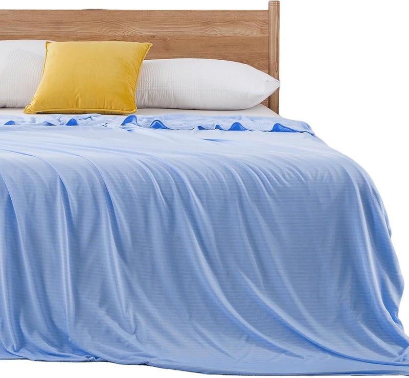 Elegear Cool Blanket Summer Throw Blanket Keep You Cool All Night With With Arc-Chill Cooling Fiber, Anti Allergy and Breathable Bed Throw (Blue, 200x220cm) - Image 1