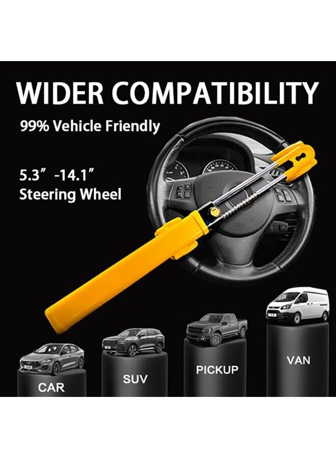قفل عجلة القيادة للسيارة، جهاز مضاد للسرقة بطول عالمي قابل للتعديل، أقفال خطافية مزدوجة للسيارات والشاحنات والسيارات الرياضية متعددة الاستخدامات والشاحنات الصغيرة (أصفر) - Image 4