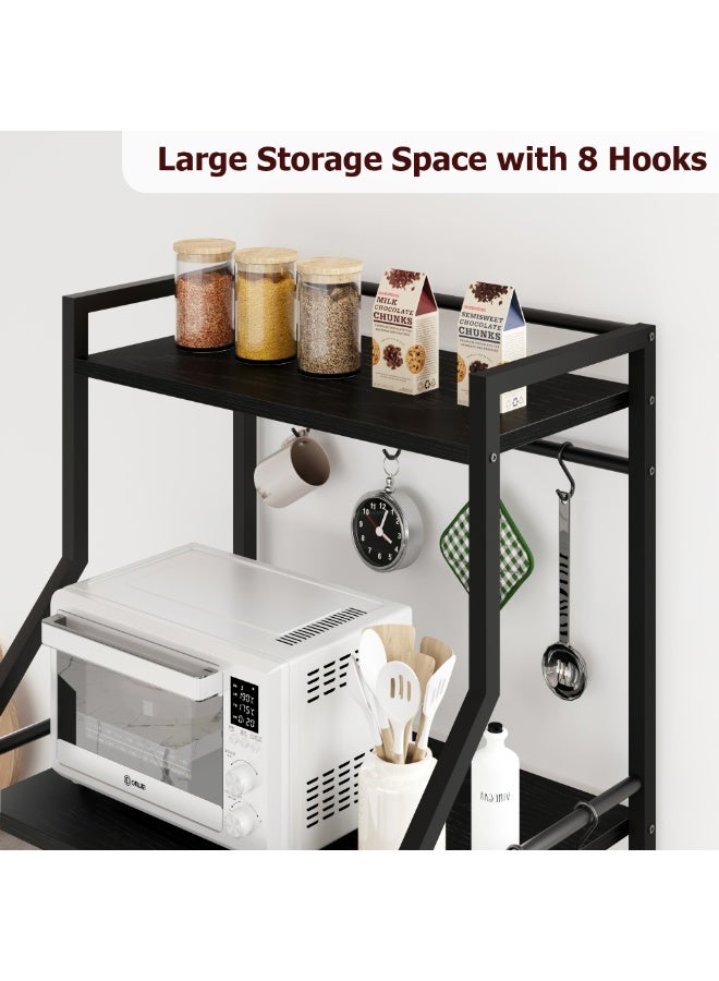 رف تخزين للمطبخ، رف خباز قائم، حامل ميكروويف مع سلتين سلكيتين كبيرتين، محطة قهوة صناعية من 5 طوابق - Image 3