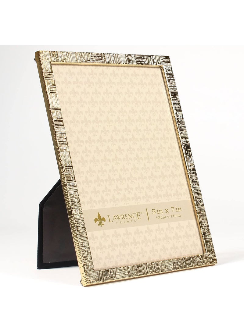 Lawrence Frames Lawrence Frames 5""W x 7""H Gold Metal Picture Frame with Linen Pattern (712357)  - Image 2