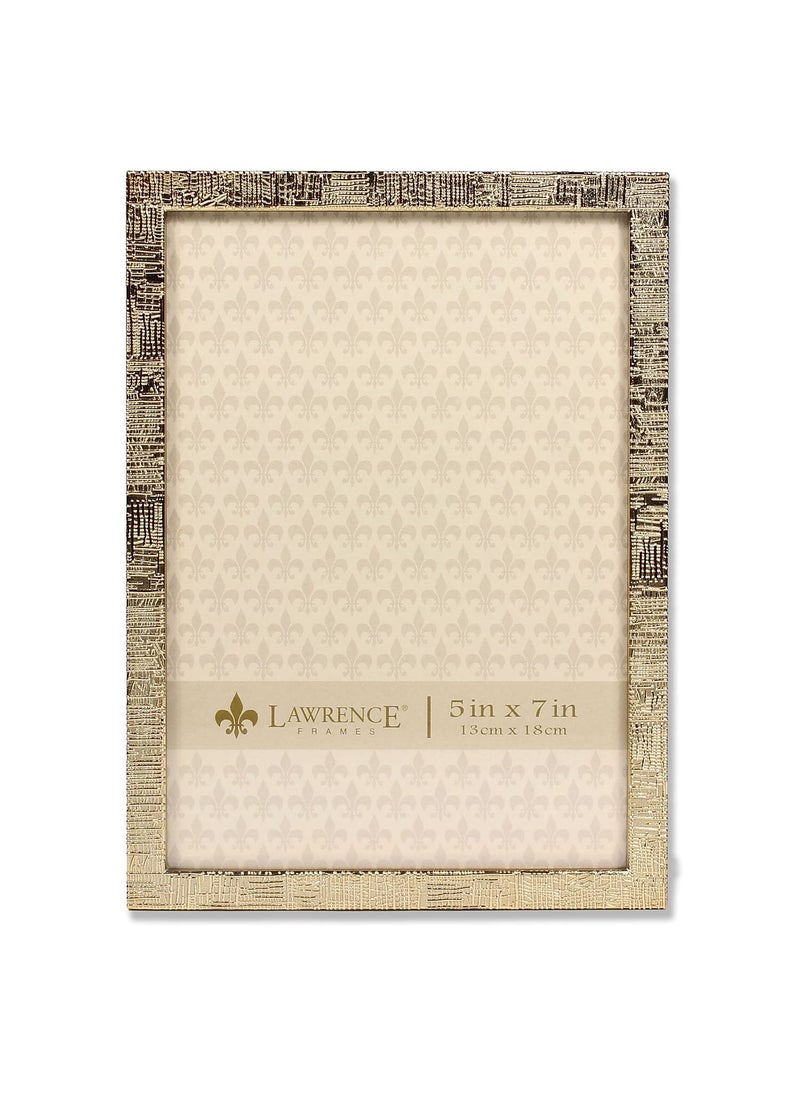 Lawrence Frames Lawrence Frames 5""W x 7""H Gold Metal Picture Frame with Linen Pattern (712357)  - Image 1