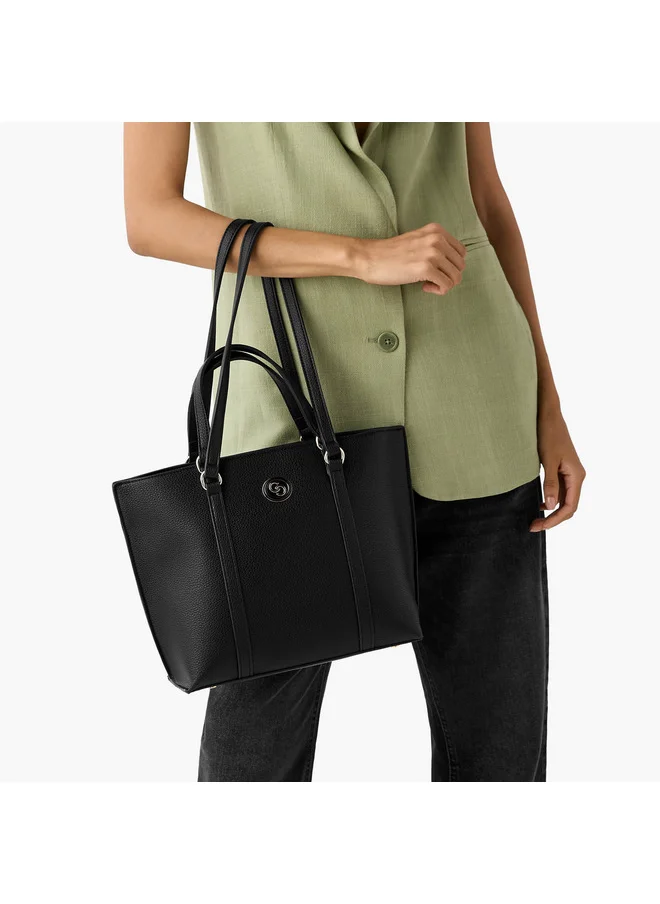 سيليست Women Textured Tote Bag with Zip Closure and Double Handle