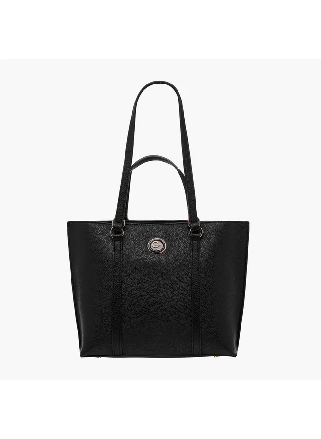 سيليست Women Textured Tote Bag with Zip Closure and Double Handle