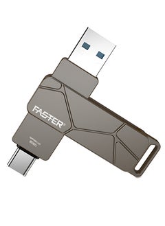 Faster 128GB Dual OTG USB Type-C Flash Drive - 2 in 1 USB 3.1 Pendrive with Metal Body - High Speed Jump Drive Memory Stick with Keychain - Transfer Speed Up to 100 Mbps - For Laptop, Mobile, Smart TV, Car, Speaker  - Image 1