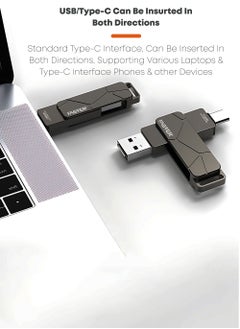 Faster 128GB Dual OTG USB Type-C Flash Drive - 2 in 1 USB 3.1 Pendrive with Metal Body - High Speed Jump Drive Memory Stick with Keychain - Transfer Speed Up to 100 Mbps - For Laptop, Mobile, Smart TV, Car, Speaker  - Image 3