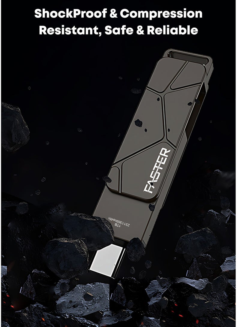 فاستر محرك أقراص فلاش مزدوج USB-C بسعة 128 جيجابايت وسرعة 120 ميجابايت/ثانية - ذاكرة USB 3.2 تدعم تقنية OTG ومزودة بمنفذي USB-C وUSB-A - ذاكرة فلاش معدنية بتصميم دوار متوافقة مع iPhone وiPad وأجهزة Android وMacBook وأجهزة الكمبيوتر (Windows) وأجهزة اللابتوب والأجهزة اللوحية - محرك أقراص USB سريع ومتعدد الاستخدامات (2 في 1). - Image 5