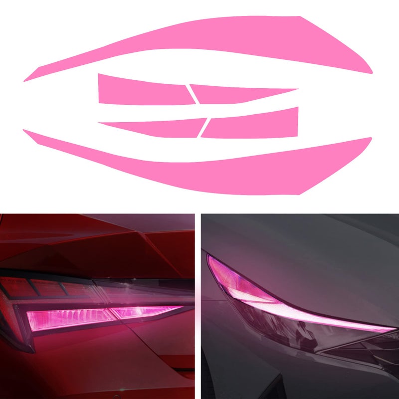 TOMALL Headlight Sidemarker Rear Fog Light Vinyl Films Smoke Tint Compatible with Hyundai Elantra 20212023 PreCut Light Transmission Amber Edges Delete Stickers Car Decal Decoration Pink2pair