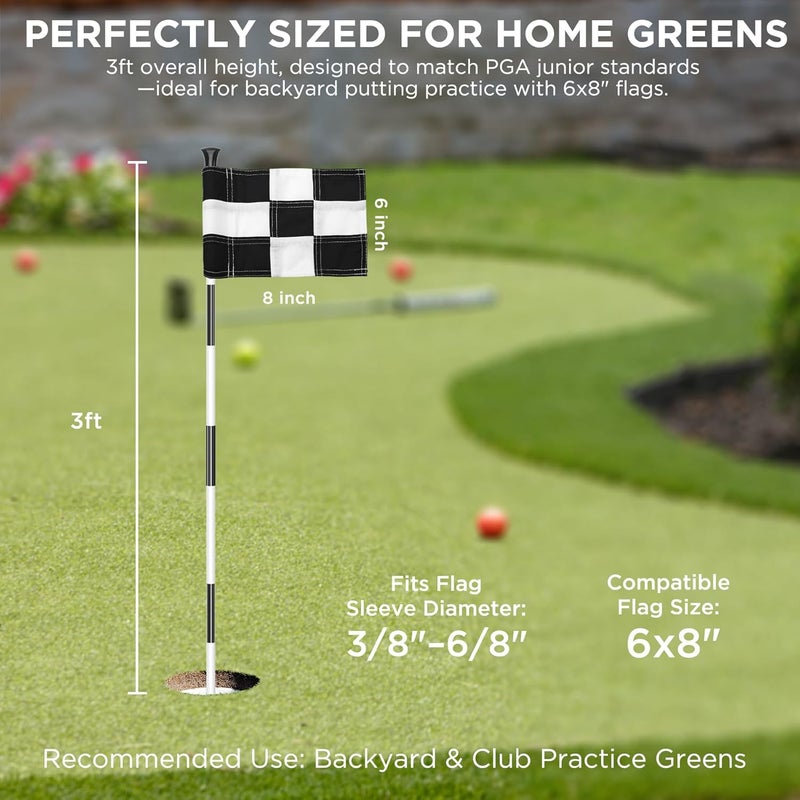 KINGTOP Golf Flagstick - Portable Design, Practice Putting Green Flag Stick for Yard, Club - Golf Pole Pin Flagpole, 3FT or 6FT Heights Available - Image 2