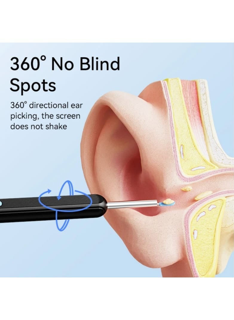 traditious Ear Wax Removal Tool with 8 Pieces & 6 Ear Spoons – 1080p HD Ear Cleaner with Camera and LED Light, Ear Wax Removal Kit Compatible with iOS & Android Devices (Black)  - Image 2