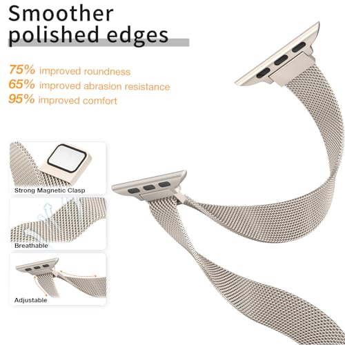 MARGE PLUS Slim Milanese Loop Compatible with Apple Watch Band for women 41mm 40mm 38mm 42mm 46mm 45mm 44mm, Stainless Steel Magnetic Mesh Strap work on iWatch Series 11 10 9 8 7 6 5 4 3 & SE 3 2 1 - Image 3