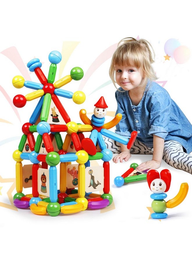 Magblock 136Pcs Magnetic Sticks Blocks Tiles Construction Building, Magnet Balls Toys For 3+Years Old Boys And Girls, Stem Educational Learning Toys Gifts Sets For Children - Image 1