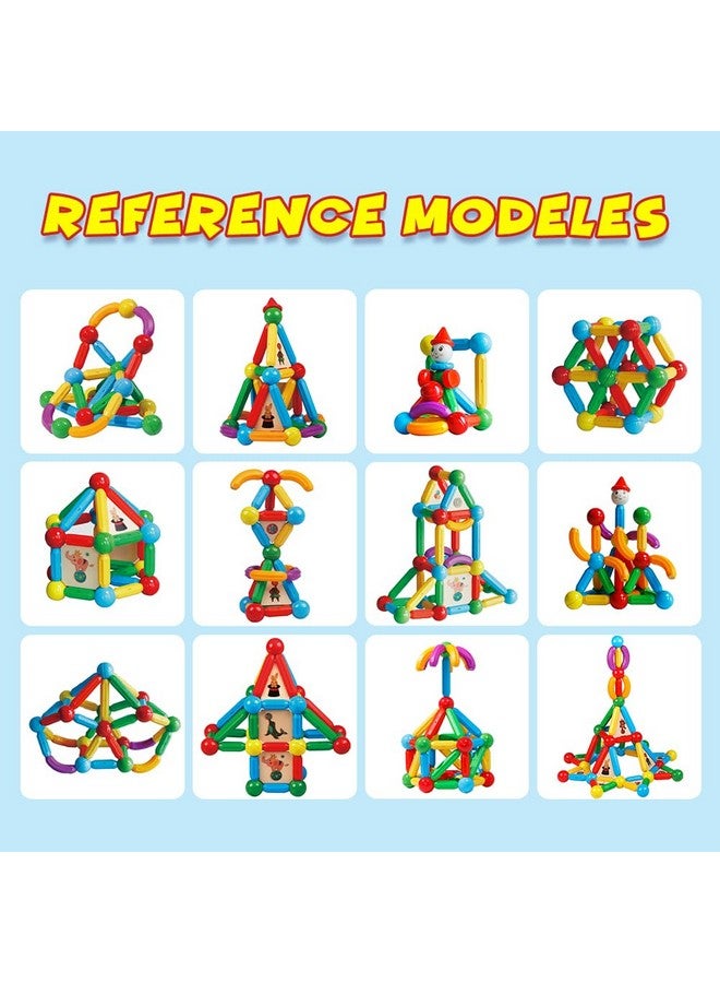 Magblock 136Pcs Magnetic Sticks Blocks Tiles Construction Building, Magnet Balls Toys For 3+Years Old Boys And Girls, Stem Educational Learning Toys Gifts Sets For Children - Image 3