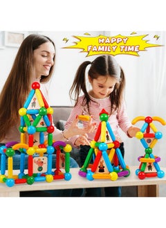 Magblock 136Pcs Magnetic Sticks Blocks Tiles Construction Building, Magnet Balls Toys For 3+Years Old Boys And Girls, Stem Educational Learning Toys Gifts Sets For Children  - Image 4