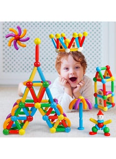 Magblock 136Pcs Magnetic Sticks Blocks Tiles Construction Building, Magnet Balls Toys For 3+Years Old Boys And Girls, Stem Educational Learning Toys Gifts Sets For Children  - Image 2