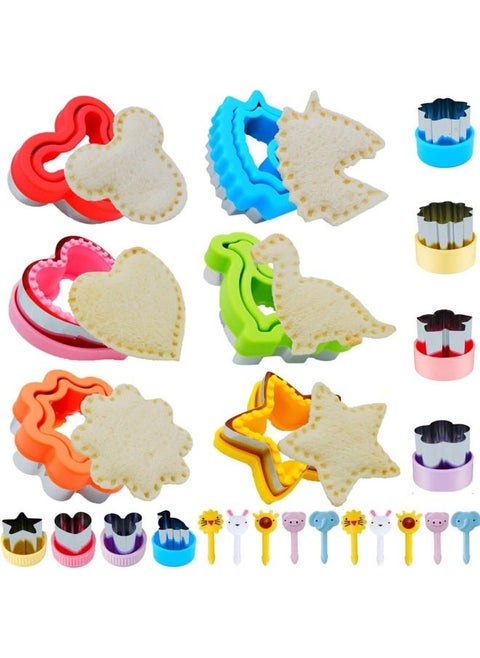 Uncrustables Maker, 24 PCS Sandwich Cutter and Sealer Set, Sandwich Cutters for Kids, Uncrustable Sandwich Cutter, Decruster Sandwich Maker, Bread Cookie Cutters for Kids Lunch Box & Bento Box