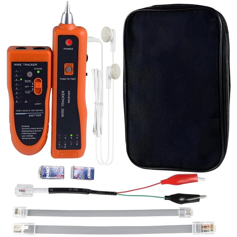 COOLCOLD Lan Tester | Network Cable Tester | Ethernet Wire Tracker Kit RJ11 RJ45 CAT5/5e CAT6 LAN Wire Tracker Portable Line Finder for Miss Wiring Disorder Cable Open and Short Circuit Testing - Image 1