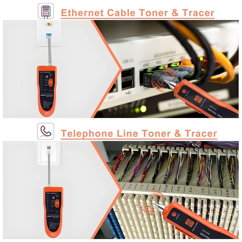 COOLCOLD Lan Tester | Network Cable Tester | Ethernet Wire Tracker Kit RJ11 RJ45 CAT5/5e CAT6 LAN Wire Tracker Portable Line Finder for Miss Wiring Disorder Cable Open and Short Circuit Testing - Image 2