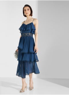 True Decadence Asymmetric Strappy Midi Dress  - Image 1