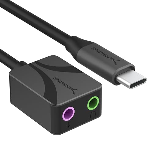 SABRENT USB to 35mm Jack Audio Adapter USB to Headphone Jack Adapter Sound Card Upgrade to 24Bit 96Khz for a deep Sound Quality AUUCMA - Image 1