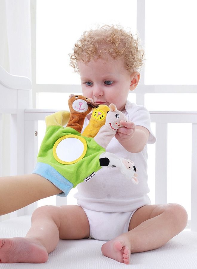 XIANGYU 4PCS Baby Educational Toy Animal Finger Puppet Gloves With Mirror Storytelling  - Image 3