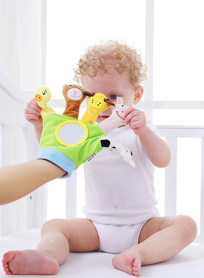 XIANGYU 4PCS Baby Educational Toy Animal Finger Puppet Gloves With Mirror Storytelling  - Image 4