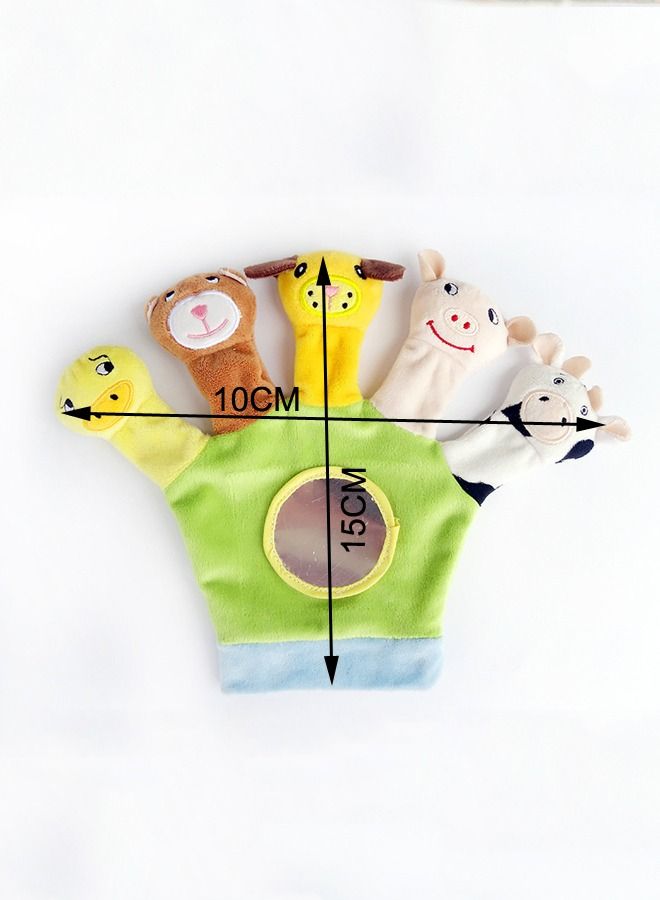 XIANGYU 4PCS Baby Educational Toy Animal Finger Puppet Gloves With Mirror Storytelling  - Image 2