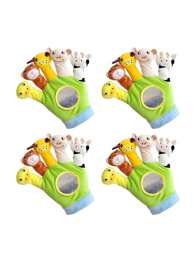 XIANGYU 4PCS Baby Educational Toy Animal Finger Puppet Gloves With Mirror Storytelling  - Image 1
