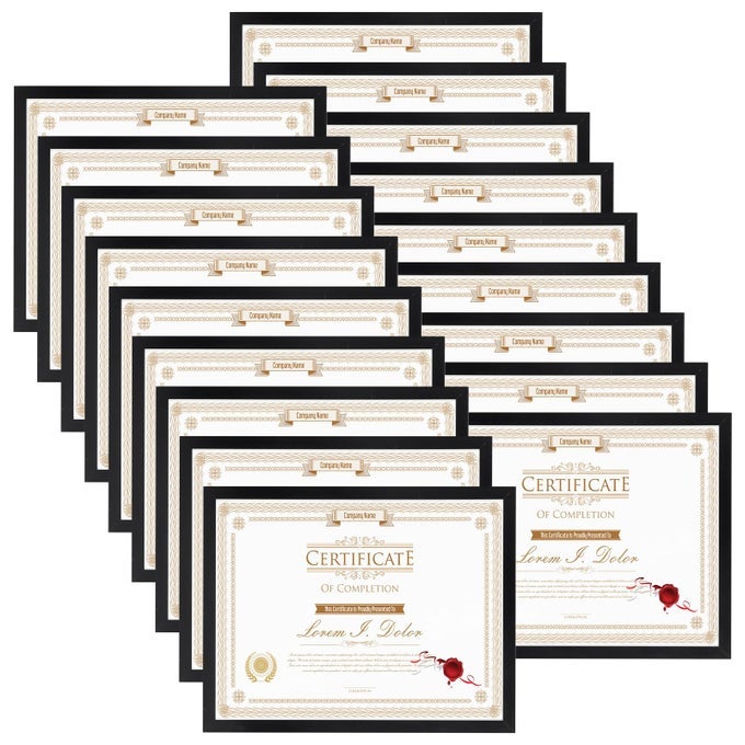 85x11 Black Picture Frame Set of 18 85x11 Photo Frames Bulk for Document Certificate Award Diploma Wall Hanging or Tabletop Display