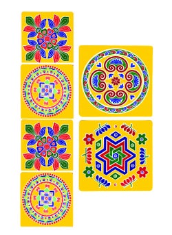 ABS HERBALS ABS HERBALS Rangoli Sticker Kolam Sticker for Wall Tile Floor Steel Sticker MEROON Modal S4PCM2P Pack of 6Pcs  - Image 1