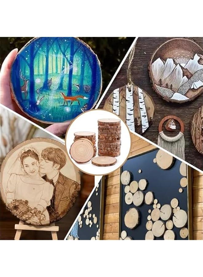 Arabest 30 Pack Wood Slices for Crafts,2.4-2.8In Unfinished Natural Wood Rounds with Tree Bark.Wood Circles Predrilled with Hole and 20m Rope for Centerpiece Table Decorations, Ornaments,DIY Gifts - Image 5
