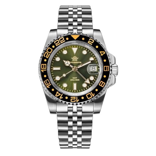 ADDIESDIVE GMT Watches for Men Swiss 515-24H Quartz Movement Waterproof 200 M C3 Green Luminous Two Tone Luxury Watch - Image 1