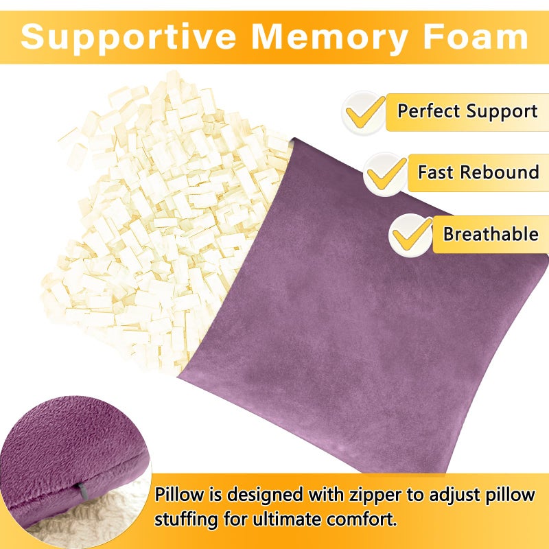 1 MIDDLE ONE 2 Pack Small Pillow, Memory Foam Mini Pillow 11 X 7 Inches for Travel, Sleeping, Nap and Neck, Knee, Lumbar Support, Tiny Cushion for Pet, Dogs (Dark Purple) - Image 2
