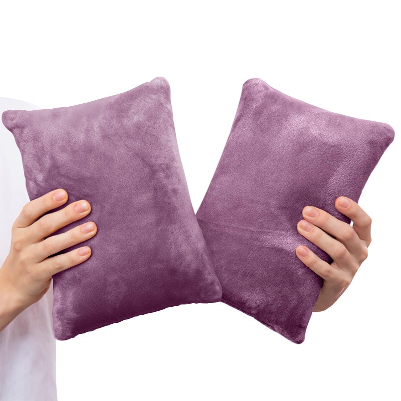 1 MIDDLE ONE 2 Pack Small Pillow, Memory Foam Mini Pillow 11 X 7 Inches for Travel, Sleeping, Nap and Neck, Knee, Lumbar Support, Tiny Cushion for Pet, Dogs (Dark Purple) - Image 1