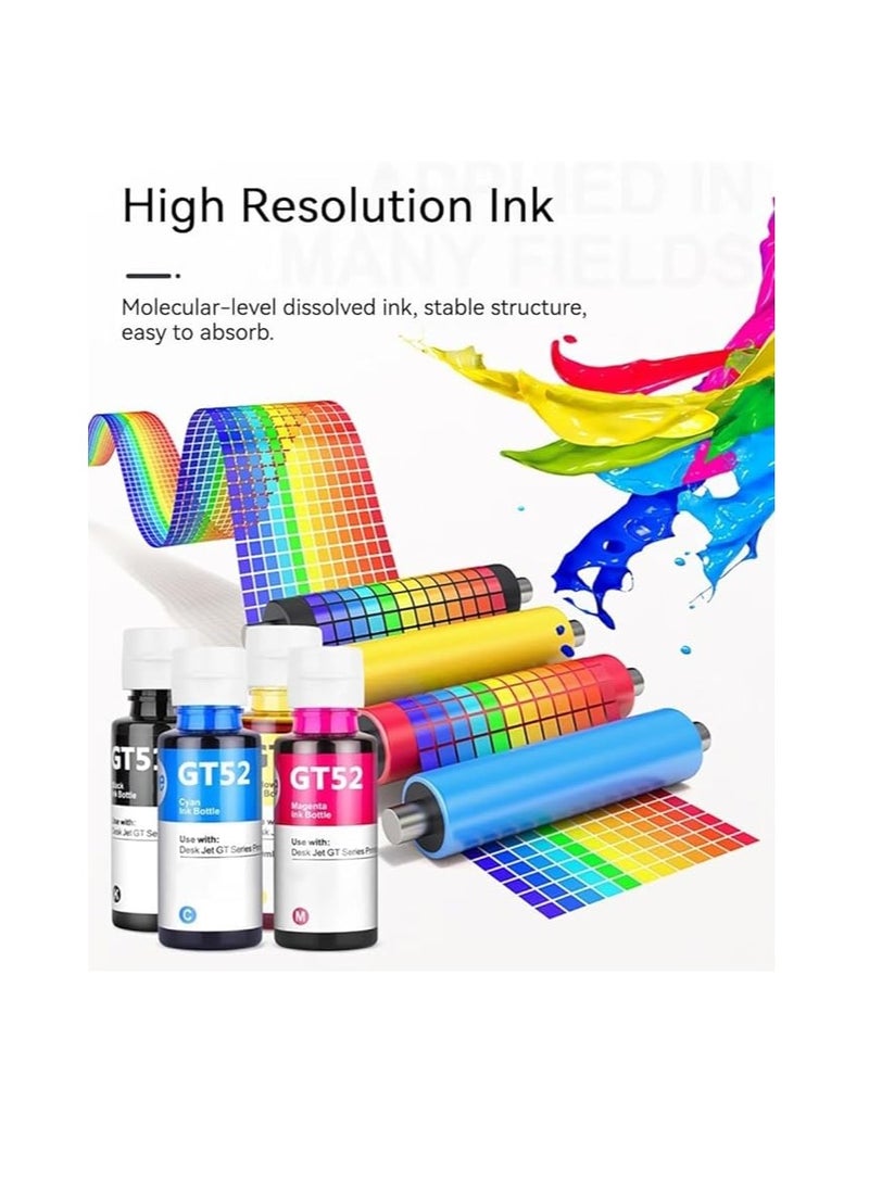 Generic - GT52 Compatible Refill Ink Replacement for GT53XL GT53 GT52 GT51 Ink Bottle to Use for DeskJet GT5810, 5820, DeskJet GT and Smart Tank Series Printers 4-Pack - Image 1