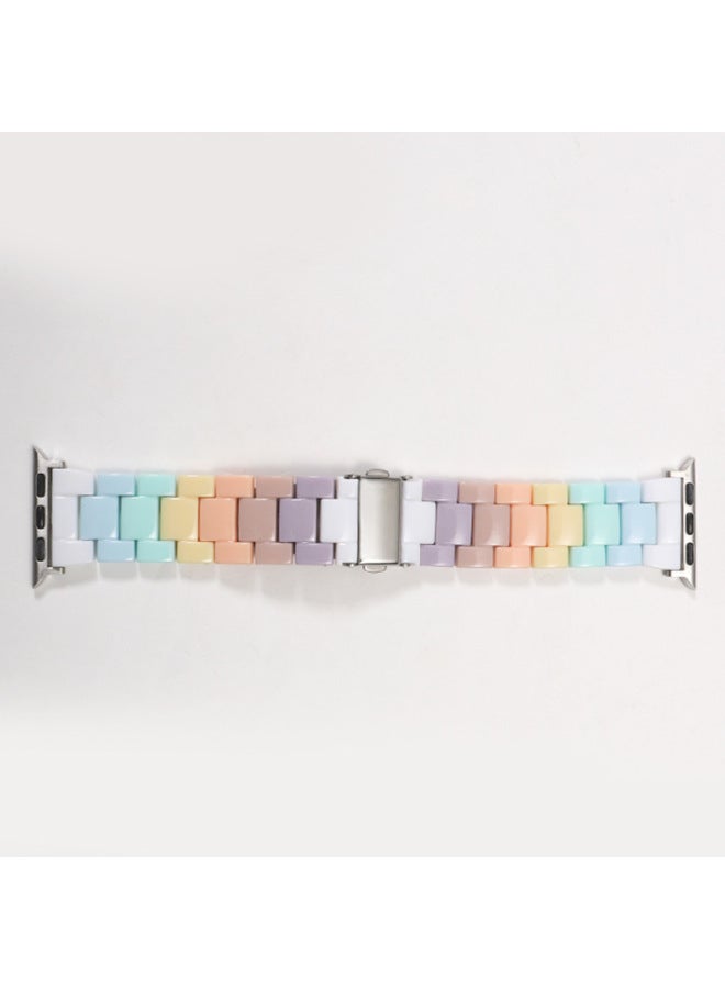 YLZ For Smart Watch Strap Straight Apple Ultra Candy Color Acrylic Transparent Rainbow Strap - Image 5