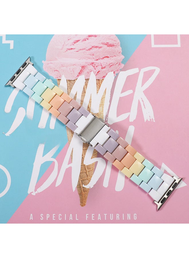 YLZ For Smart Watch Strap Straight Apple Ultra Candy Color Acrylic Transparent Rainbow Strap - Image 4