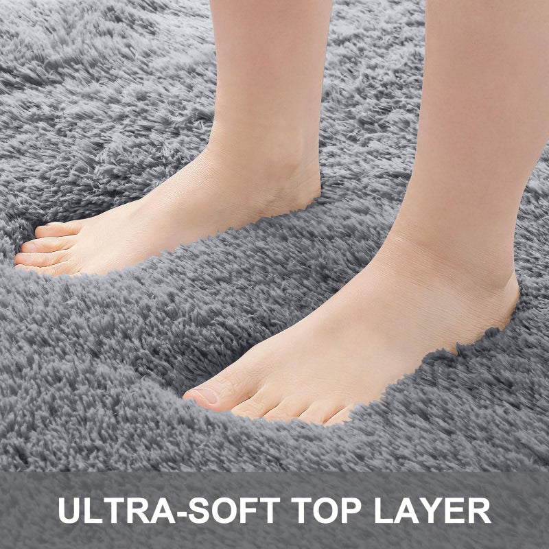 Olanly 5X7 Machine Washable Large Area Rugs For Living Room  Bedroom  Soft Fluffy Shaggy Bedside Rug  Indoor Floor Carpet For Kids Girls And Boys  Dorms  Nursery  Home Decor Aesthetic  Light Grey - Image 4