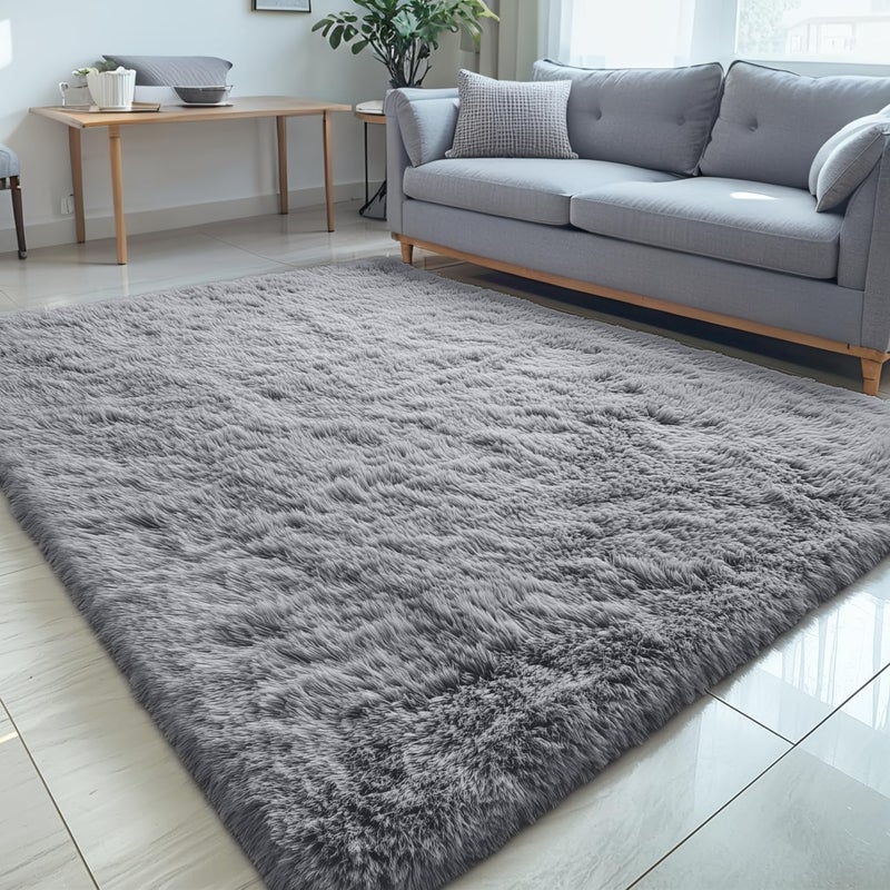 Olanly 5X7 Machine Washable Large Area Rugs For Living Room  Bedroom  Soft Fluffy Shaggy Bedside Rug  Indoor Floor Carpet For Kids Girls And Boys  Dorms  Nursery  Home Decor Aesthetic  Light Grey - Image 1