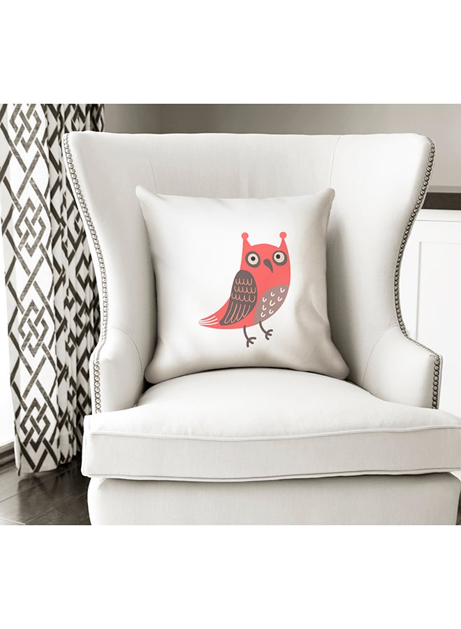 Cartoon Owl Decorative Pillow White/Red/Black 16x16inch - Image 2