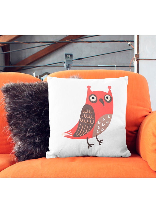 Cartoon Owl Decorative Pillow White/Red/Black 16x16inch - Image 3
