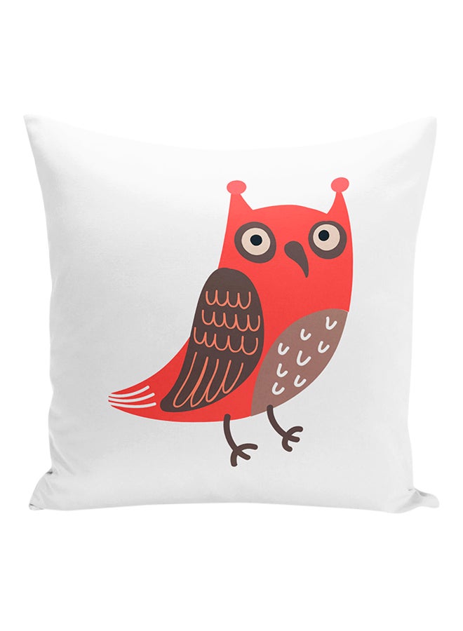 Cartoon Owl Decorative Pillow White/Red/Black 16x16inch - Image 1