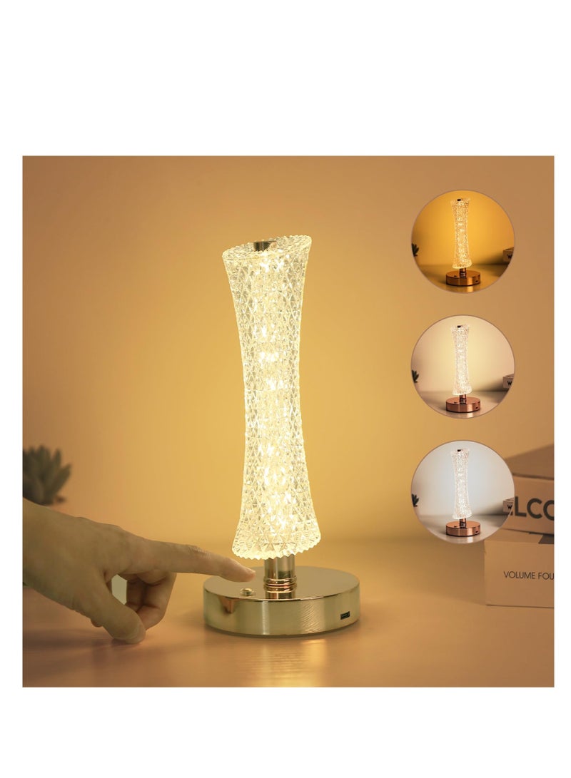SOLARAE Tower Cordless Lamp, Led Magic Night Light, Small Led Table Lamp, Crystal Battery Operated Lamp, 3 Color Modes & Brightness Adjustable, For Bedroom Kids Girls Teen Room Decor - Image 1