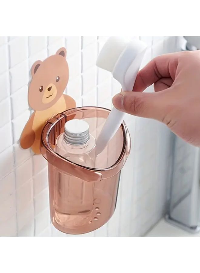 Gray Bear Toothbrush Holder Wall Mounted Bathroom Storage Rack With Drain Shelf - Image 3