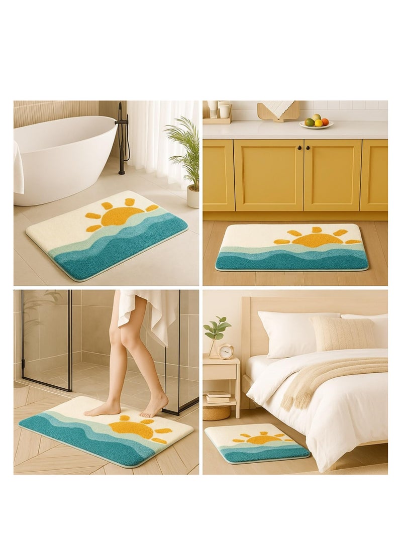 TYCOM Bathroom Rugs Bath Mat 40x60cm Non-Slip Fluffy Soft Plush Microfiber Shower Carpet Rug, Machine Washable Quick Dry Ultra  Bath Mats for Tub Bathroom and Shower Sun Ocean. - Image 4