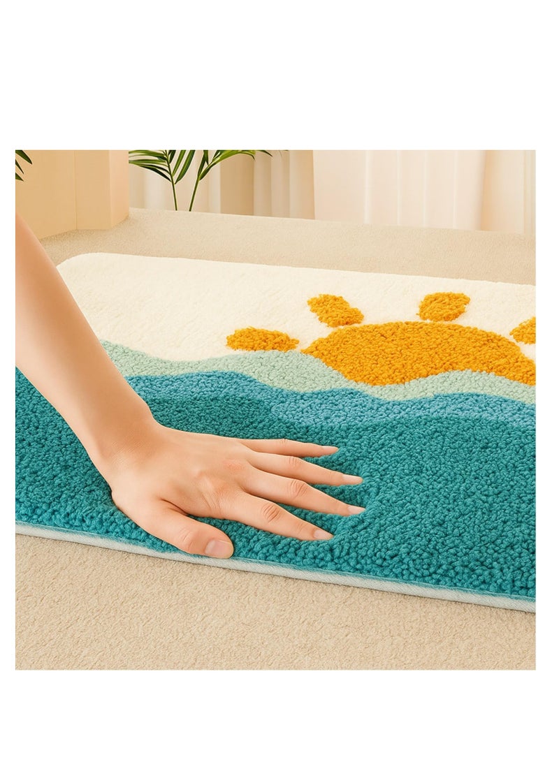TYCOM Bathroom Rugs Bath Mat 40x60cm Non-Slip Fluffy Soft Plush Microfiber Shower Carpet Rug, Machine Washable Quick Dry Ultra  Bath Mats for Tub Bathroom and Shower Sun Ocean. - Image 5
