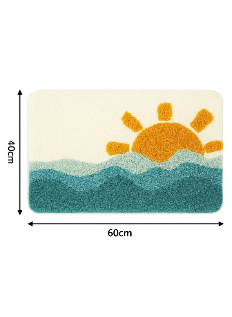 TYCOM Bathroom Rugs Bath Mat 40x60cm Non-Slip Fluffy Soft Plush Microfiber Shower Carpet Rug, Machine Washable Quick Dry Ultra  Bath Mats for Tub Bathroom and Shower Sun Ocean. - Image 2
