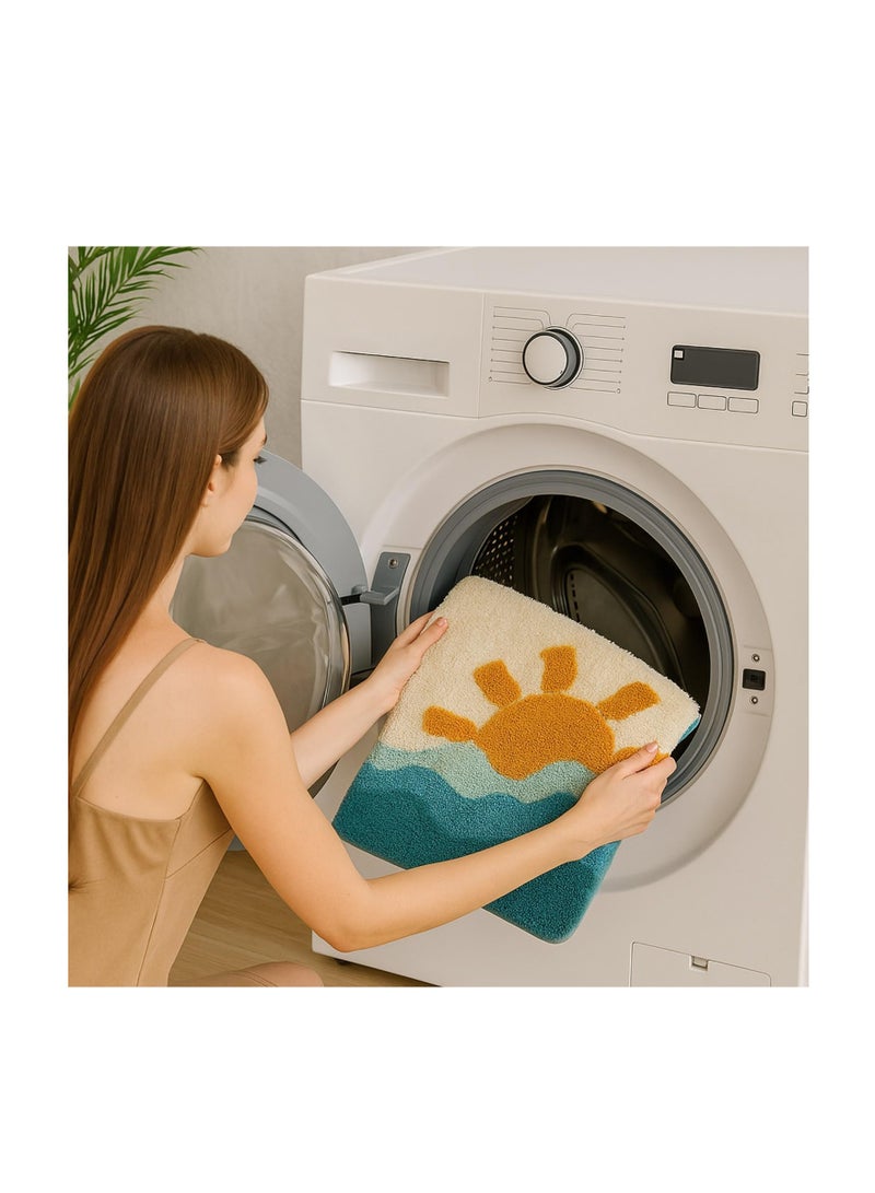 TYCOM Bathroom Rugs Bath Mat 40x60cm Non-Slip Fluffy Soft Plush Microfiber Shower Carpet Rug, Machine Washable Quick Dry Ultra  Bath Mats for Tub Bathroom and Shower Sun Ocean. - Image 3